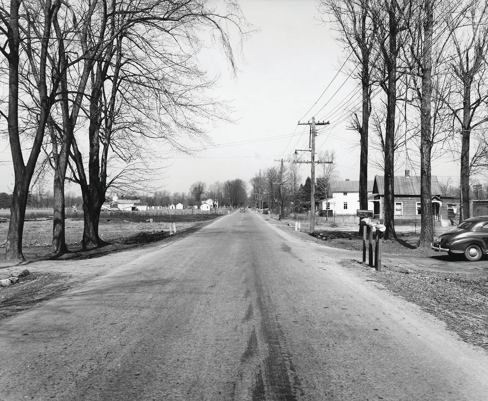 Past photo of dirt road by Pitney Meadows Farm